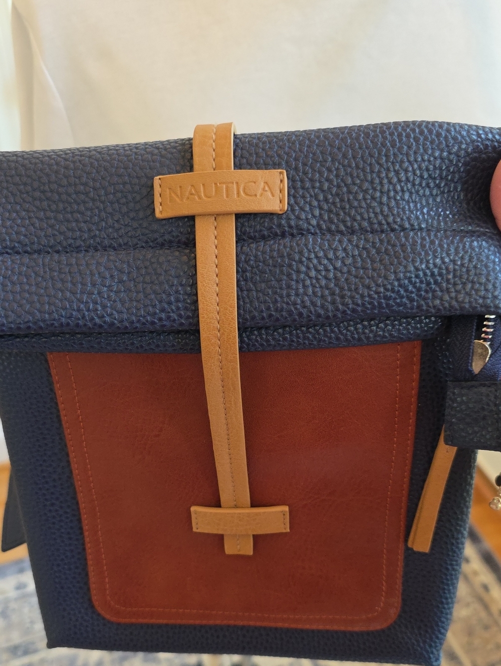 Nautica NWOT Navy, Brown & Tan Colorblock Preppy Cross Body Bag